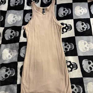 Sleeveless Beige Ribbed Women's dress